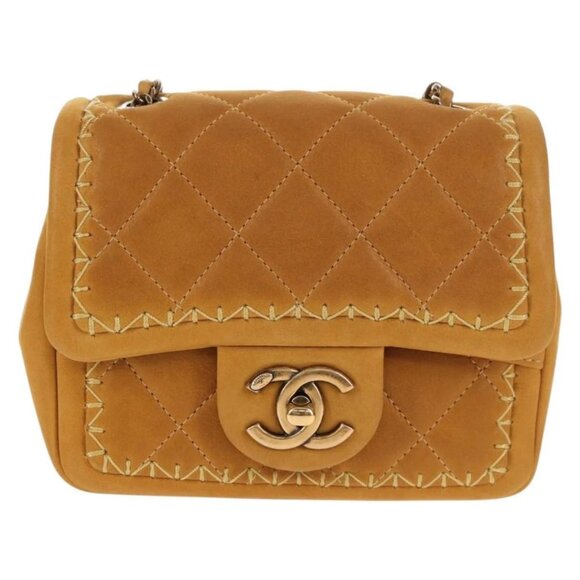 CHANEL Chain Shoulder Bag Suede Yellow Gold CC Auth 145362A - Picture 2 of 16